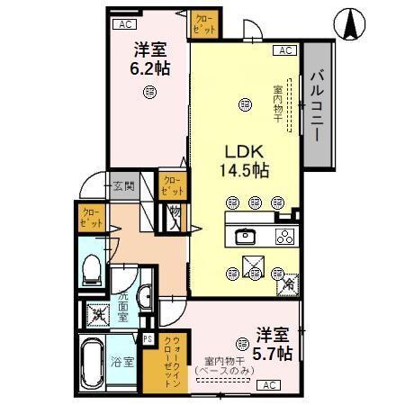 D-RESIDENCE諸江II(2LDK/1階)の間取り写真