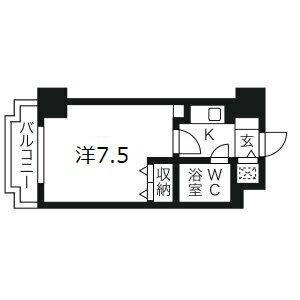 ライオンズマンション三宮東第2(1K/9階)の間取り写真