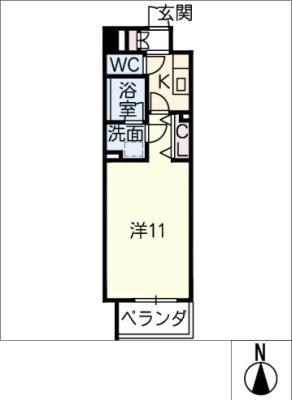 プランドール葵(1K/3階)の間取り写真