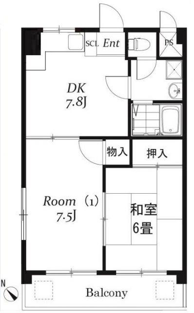 サンライズマンションA棟(2DK/3階)の間取り写真