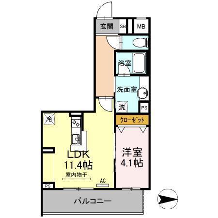 DIMORARE(1LDK/3階)の間取り写真