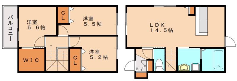 ラフォーレ和白東A棟(3LDK/1階)の間取り写真