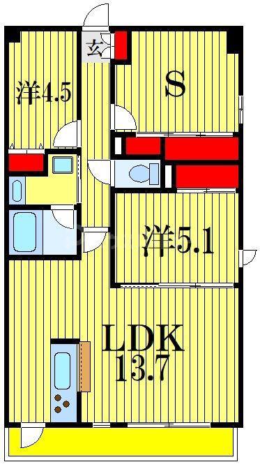 クレール大洲(2SLDK/3階)の間取り写真
