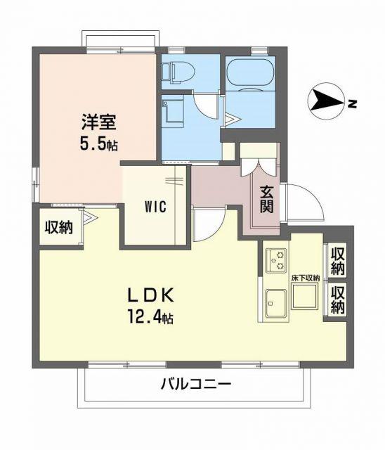 フレグランスASUKA E棟(1LDK/1階)の間取り写真