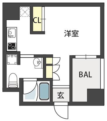 GRANDSTEADY徳井町(ワンルーム/7階)の間取り写真