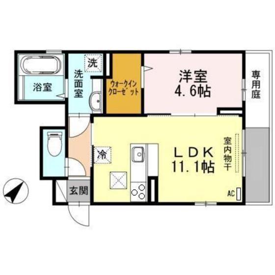 フォレストハイム矢賀(1LDK/1階)の間取り写真