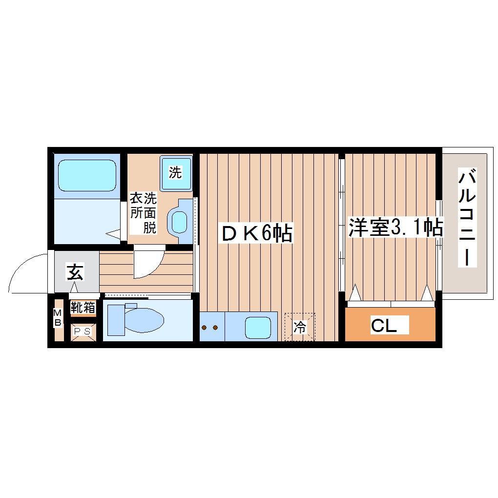 LEJADE(1DK/3階)の間取り写真