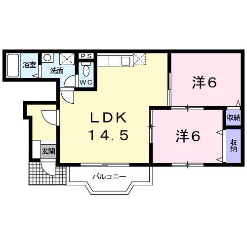 ジェルメ(2LDK/1階)の間取り写真