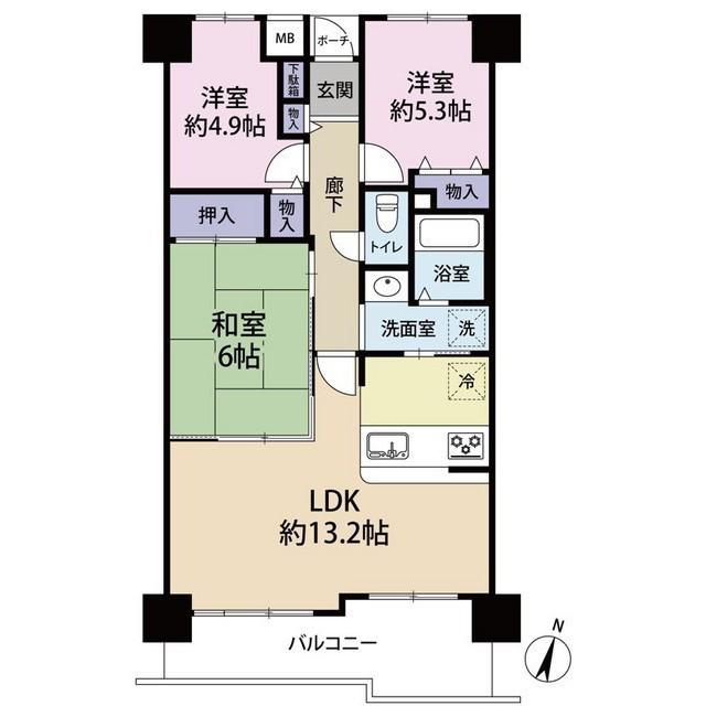 ルモン泉大津(3LDK/4階)の間取り写真