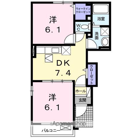 サザン・ガーデンA(2DK/1階)の間取り写真
