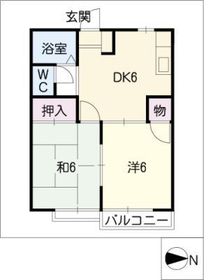 ラフォーレ木曽川(2DK/2階)の間取り写真
