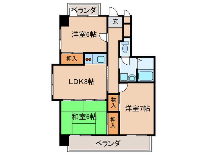 グランピアイースト(3LDK/1階)の間取り写真