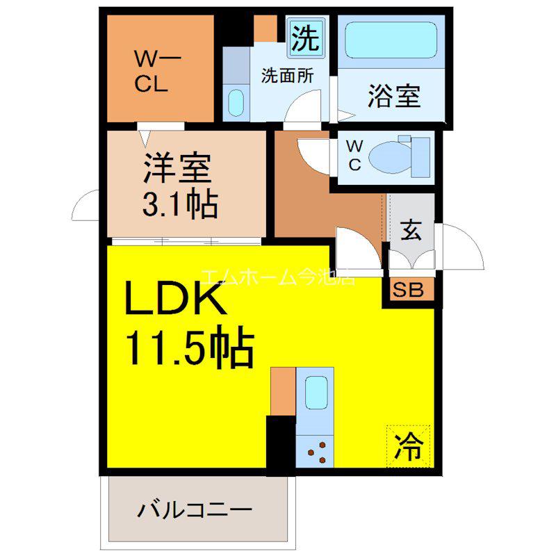 エスペランサ千種(1LDK/1階)の間取り写真