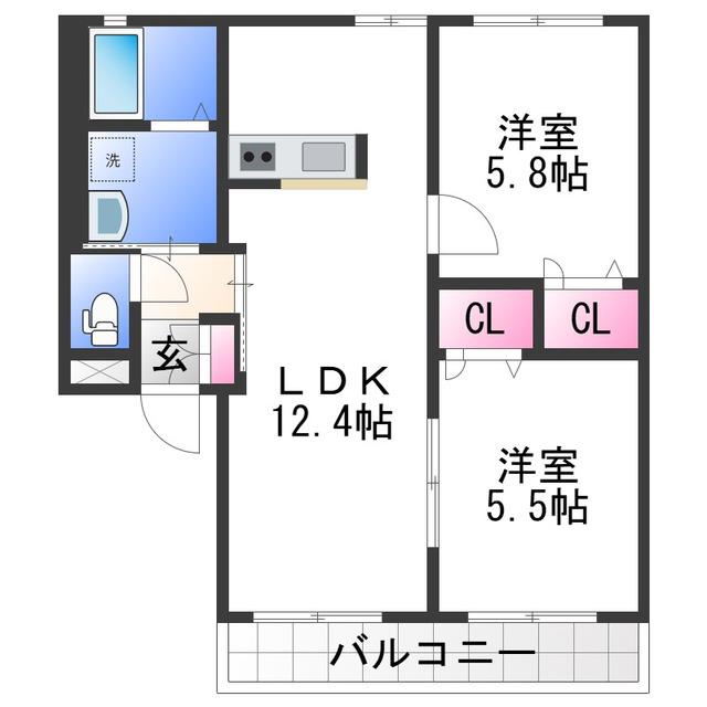 リッチンコートI(2LDK/2階)の間取り写真
