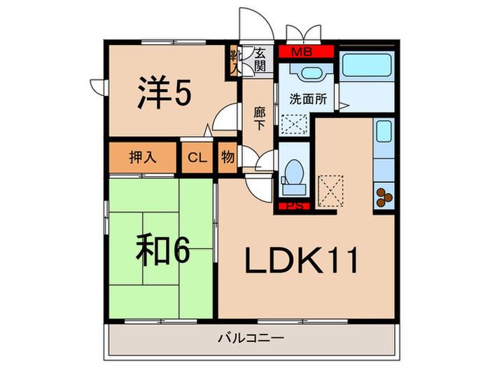 フィールドコートA(2LDK/3階)の間取り写真