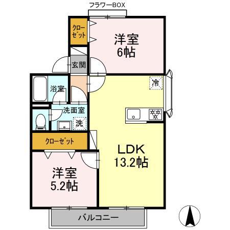 セジュールパーク(2LDK/1階)の間取り写真
