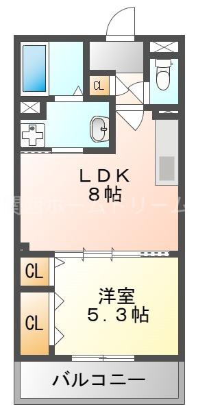 クリエオーレ大池町I(1LDK/2階)の間取り写真