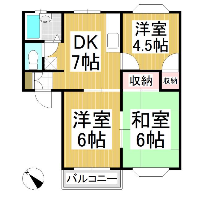 グリーンヒルミサワ(3DK/1階)の間取り写真