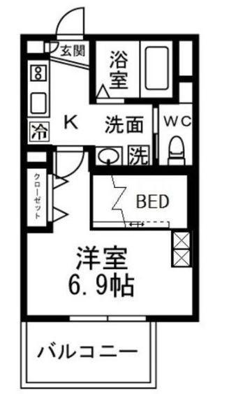 テルトルージュIII(1K/2階)の間取り写真