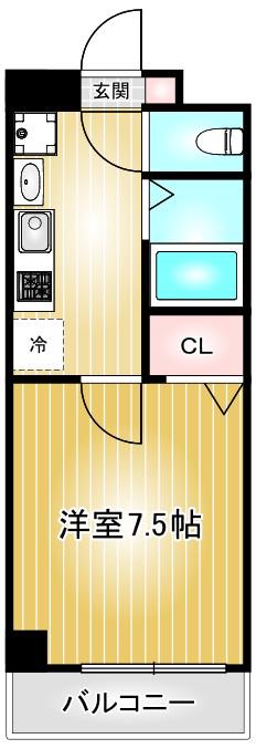 セントラルハイツ明野(1K/6階)の間取り写真