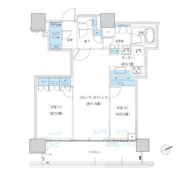 パークシティ柏の葉キャンパス ザ・ゲートタワー ウエスト(2LDK/19階)の間取り写真