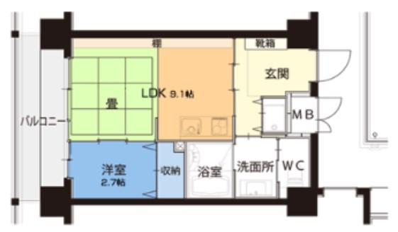 IN SHAPE大濠(1LDK/6階)の間取り写真
