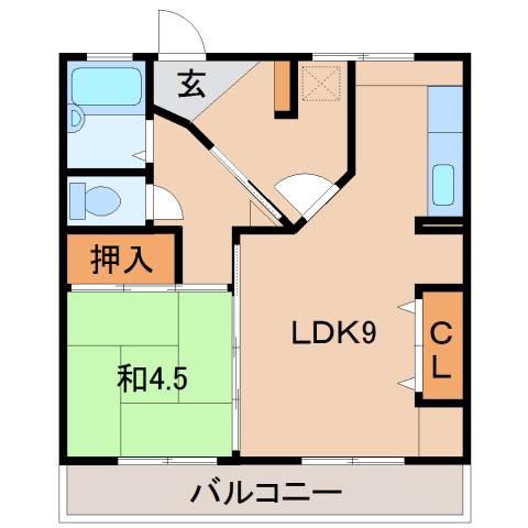 新山荘(1LDK/2階)の間取り写真