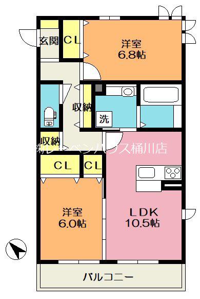 エクセル・TM(2LDK/3階)の間取り写真