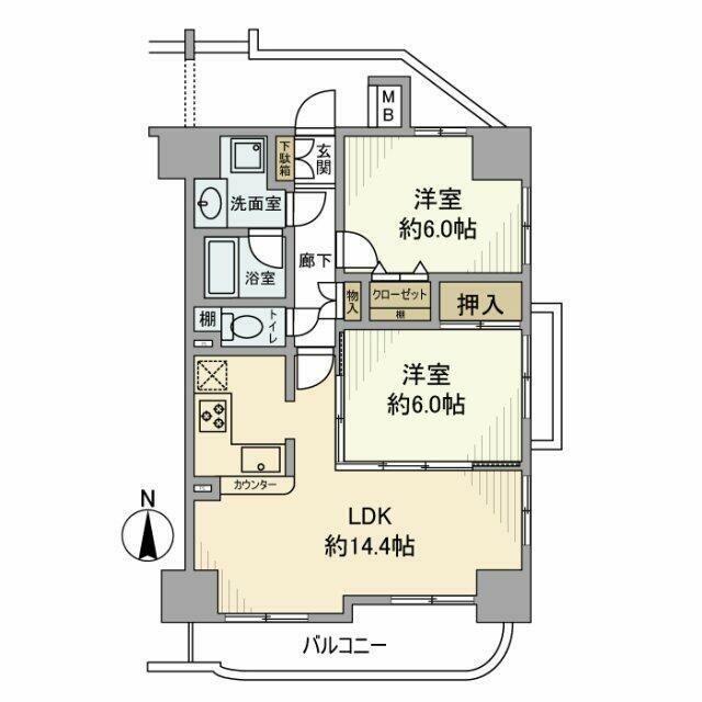 グレイス代官山(2LDK/8階)の間取り写真