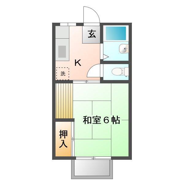 パナハイツクラタB(1K/2階)の間取り写真