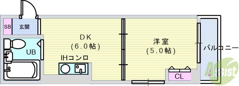 ラ・サルビア桜塚(1DK/3階)の間取り写真