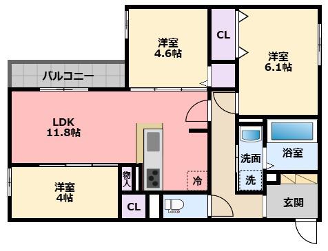 LA MAISON青木町I(3LDK/3階)の間取り写真