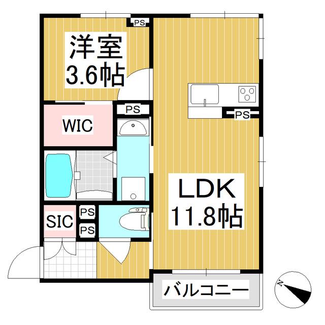 ベレオ天神(1LDK/3階)の間取り写真