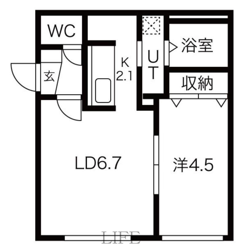 VIENTO美園(1DK/4階)の間取り写真