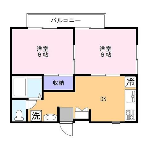 メゾン杉田II(2DK/2階)の間取り写真