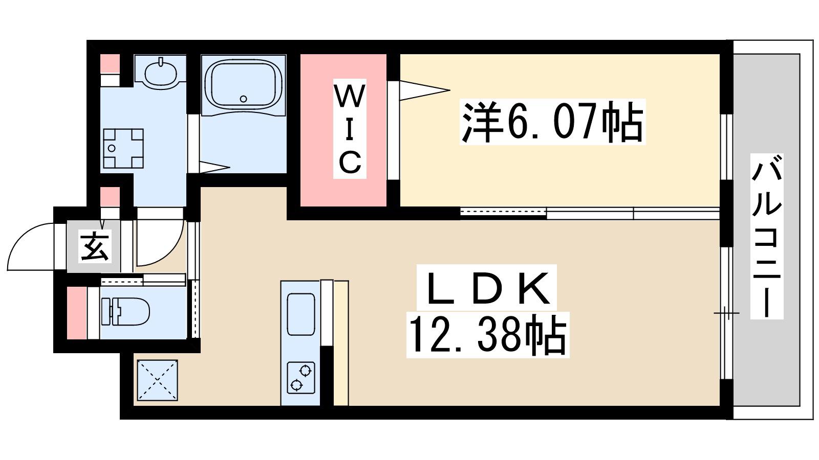 プレジオ三国アジアン(1LDK/2階)の間取り写真