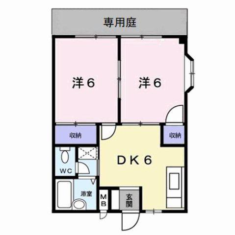 リバティーコーポヒロ(2DK/1階)の間取り写真