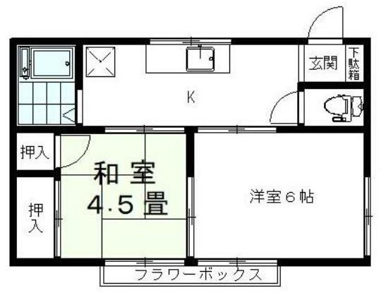 シャンポール今泉(2K/2階)の間取り写真