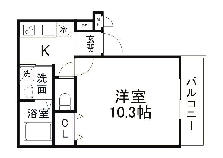フジパレス西加賀屋ノース(1K/3階)の間取り写真