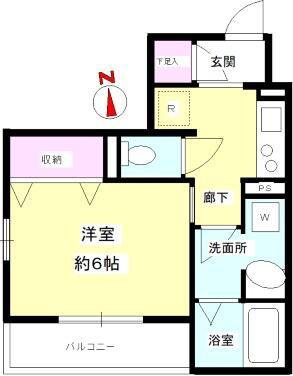 イルミナル(1K/2階)の間取り写真