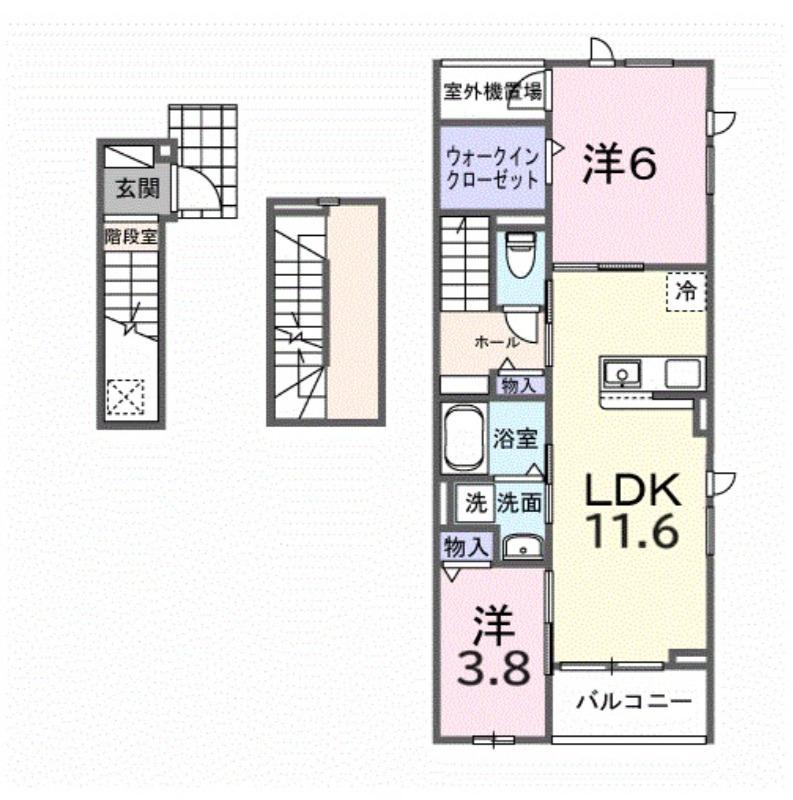 ミルト ブリッサ 大原(2LDK/3階)の間取り写真