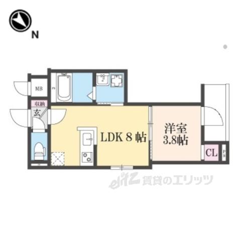 LIX京都桂川(1LDK/4階)の間取り写真