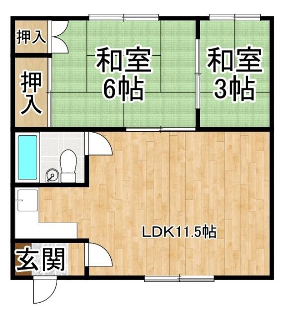 五条ハイツ(2LDK/2階)の間取り写真