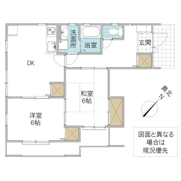 神谷ハイツ(2DK/1階)の間取り写真