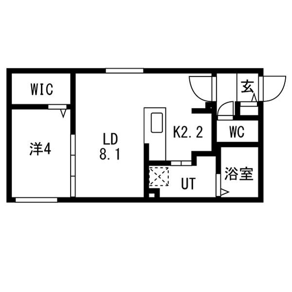 ブランシャール北11東11A棟(1LDK/3階)の間取り写真