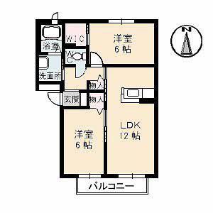 シャーメゾンANTICA(2LDK/2階)の間取り写真