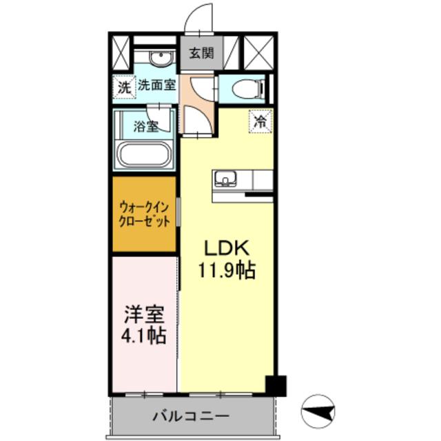 パルタージュ(1LDK/3階)の間取り写真