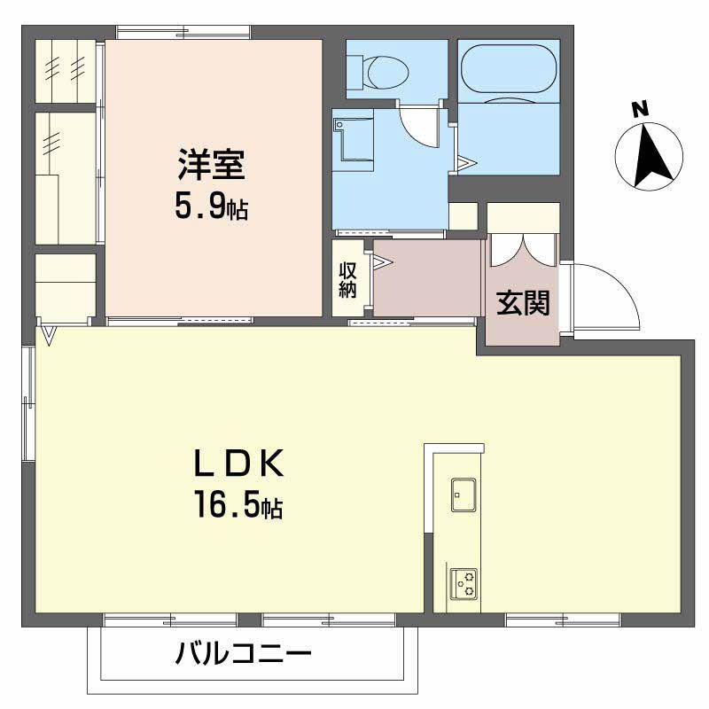 ディアスまさごB(1LDK/2階)の間取り写真