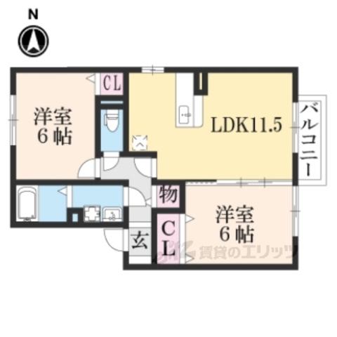ヴァンベール(2LDK/2階)の間取り写真