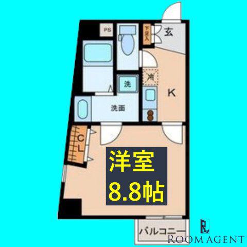 スカイコート葵(1K/5階)の間取り写真